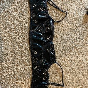 Faux leather black bra